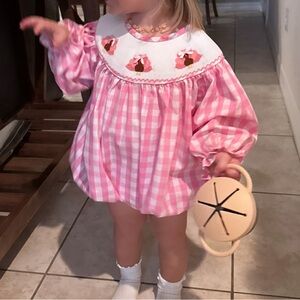Stitchy fish girls turkey bubble romper